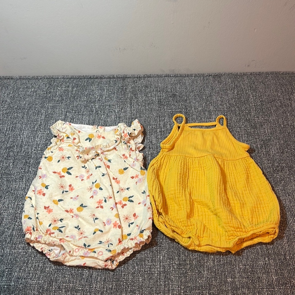 Baby Cat & Jack 2 sleeveless rompers size 0-3 months